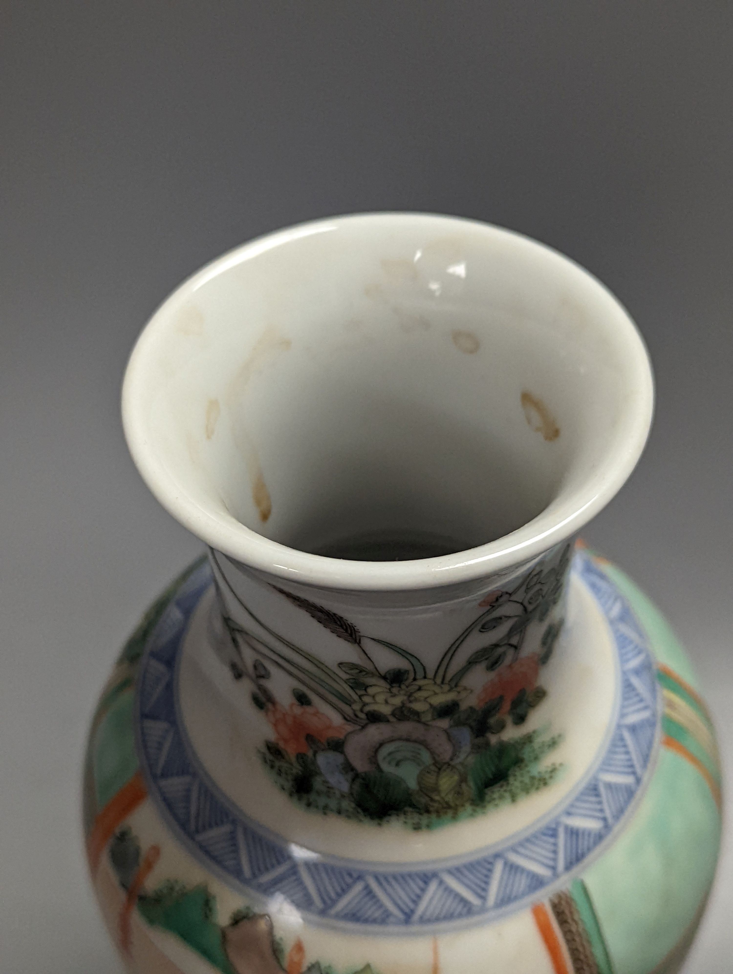 A Chinese famille verte vase, 30cm